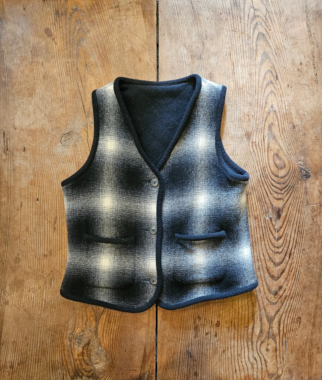 빈티지 울 체크 리버시블 베스트  상품이미지1