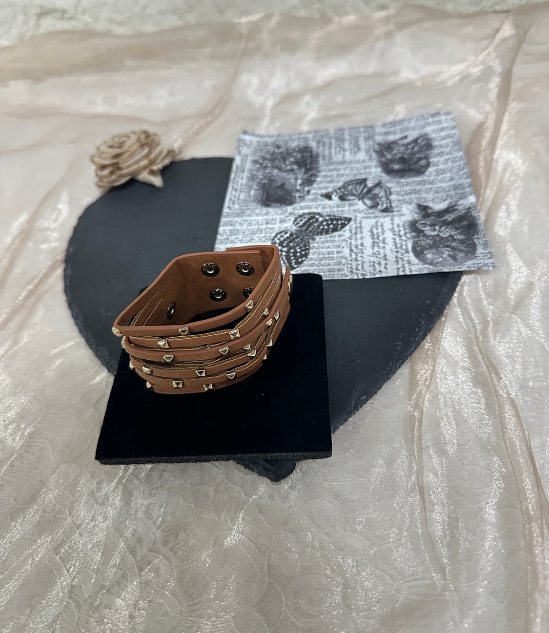 빈티지  고딕 가죽 리벳  팔찌 상품이미지2