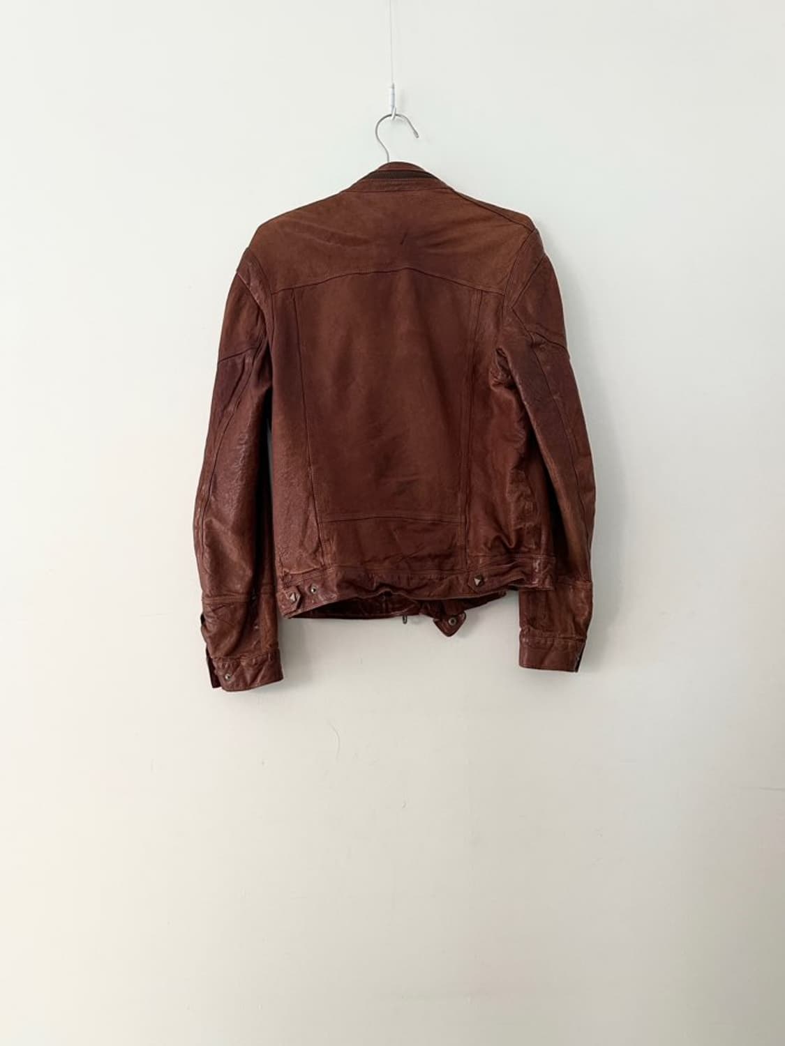 Zip aging leather jacket / orange brown 상품이미지4