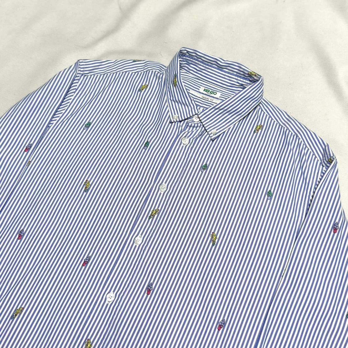 L 겐조 자수 블루 스트라이프 셔츠 상품이미지1