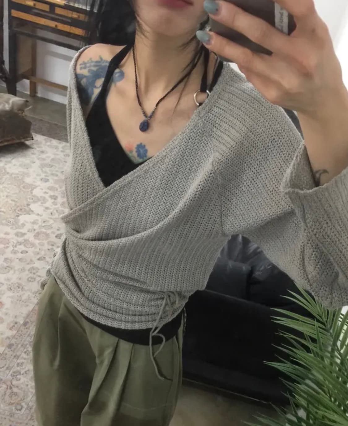 랩 가디건 차콜 상품이미지2