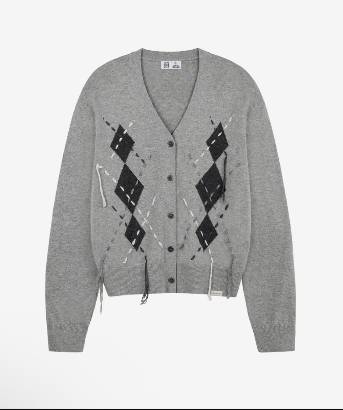 락케이크 아가일 스티치 니트 가디건 그레이 상품이미지2