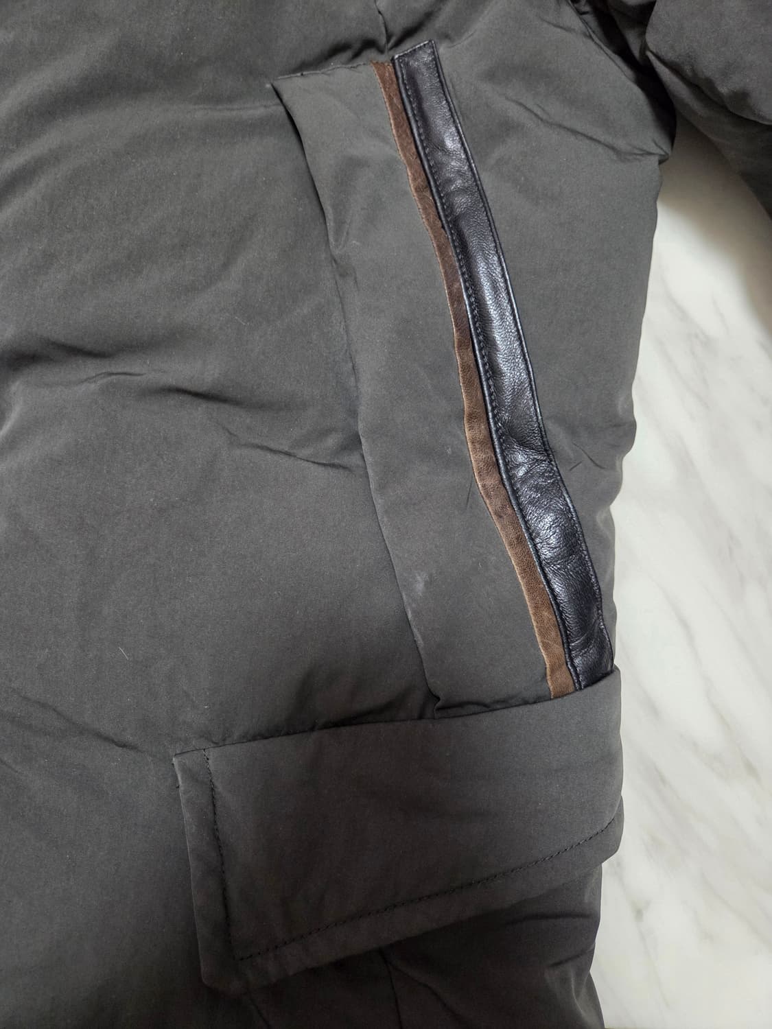 시스템옴므 가죽믹스 구스다운 패딩 상품이미지7