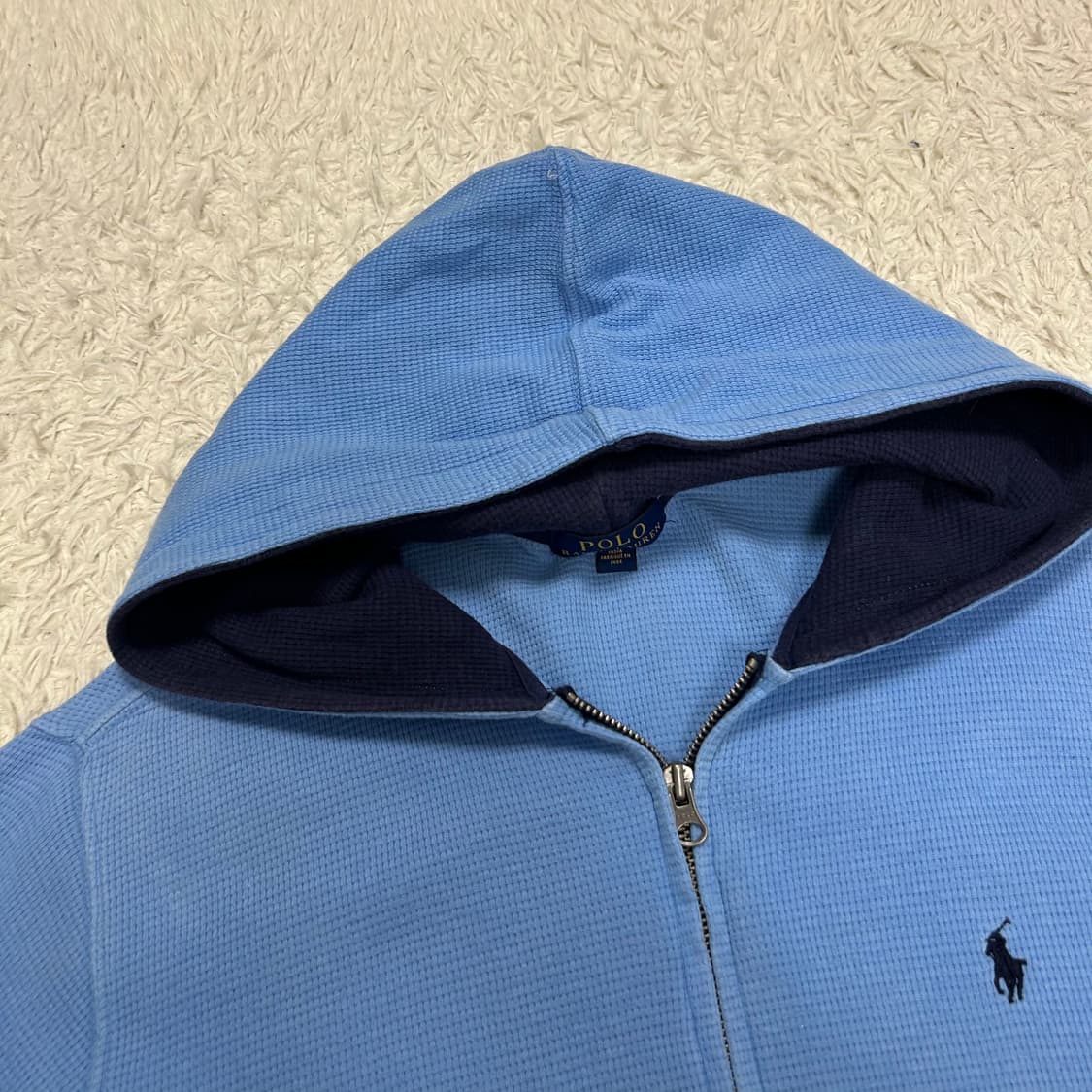 Polo Sky Blue Waffle Hood Zip-up 상품이미지5