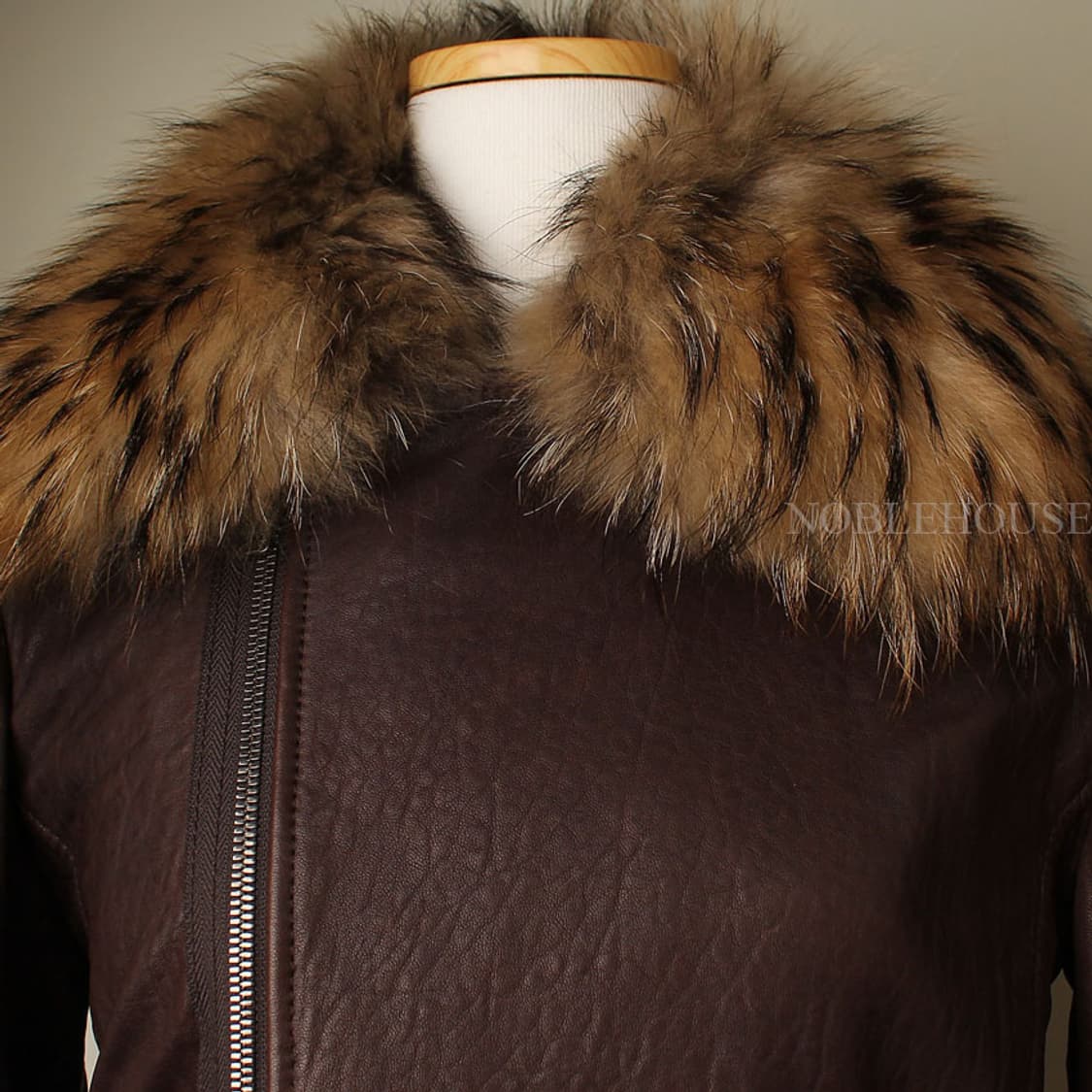 띠어리 브라운 라쿤 퍼 트리밍 램스킨 자켓 S 상품이미지6