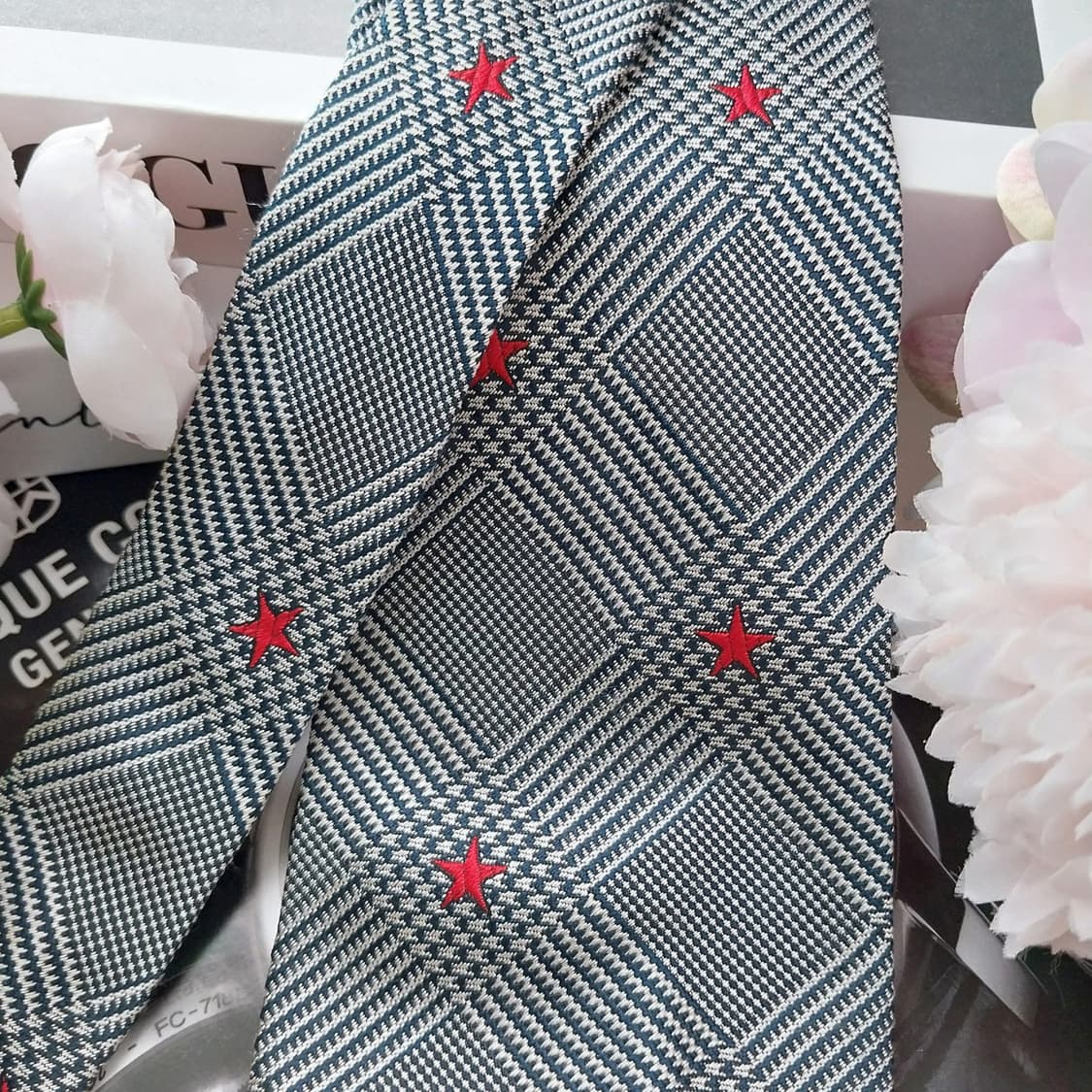 폴 스튜어트 실크 블랙&화이트 체크 넥타이 8.6cm A+등급 K1149 상품이미지2