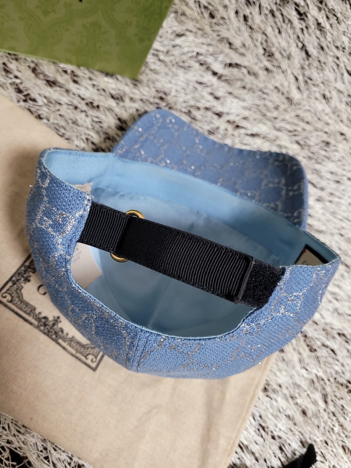 구찌 블루 글리터 GG 모노그램 볼캡모자 M 상품이미지5