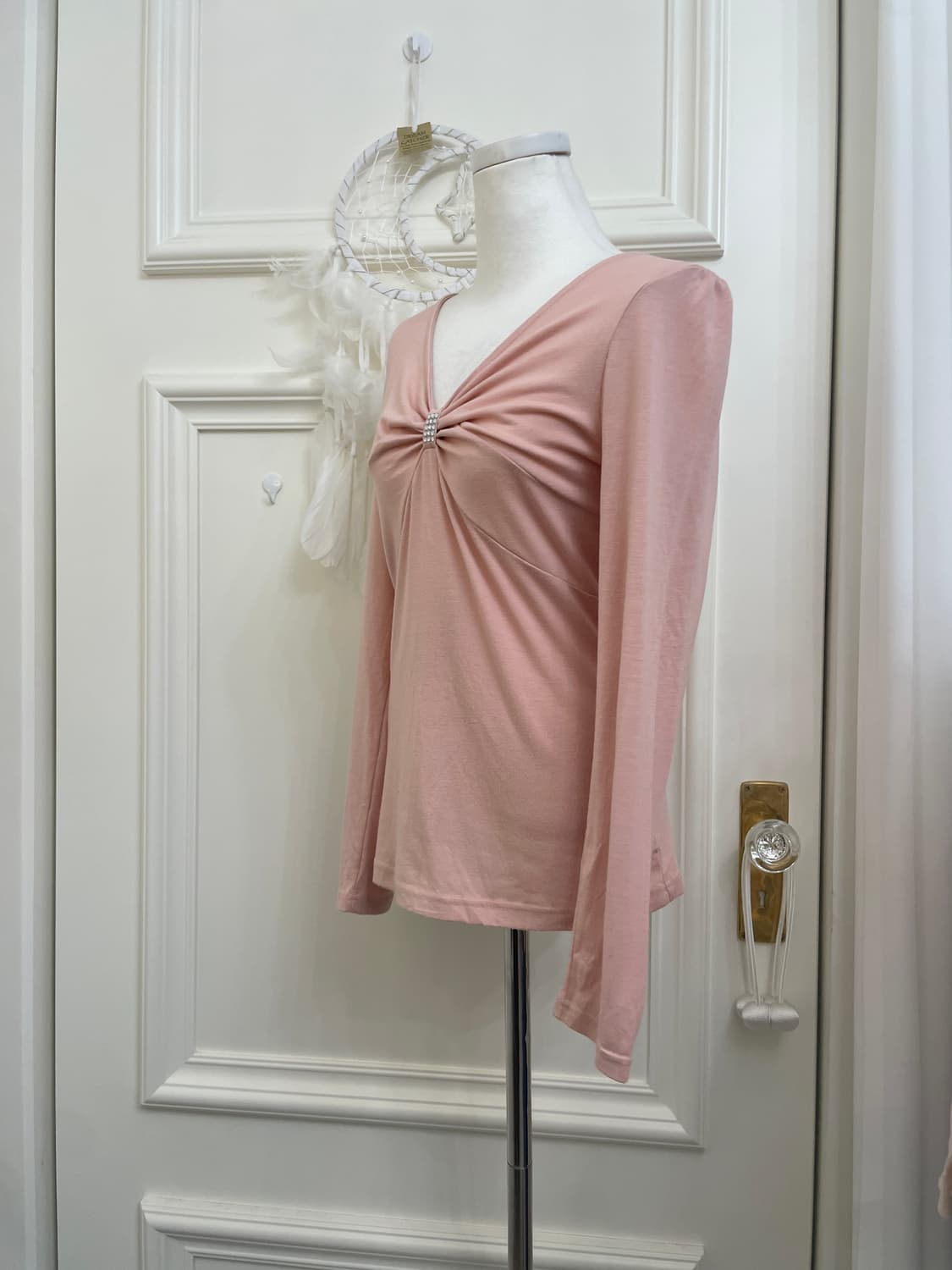 indi pink cubic bow shirring long sleeve 상품이미지2