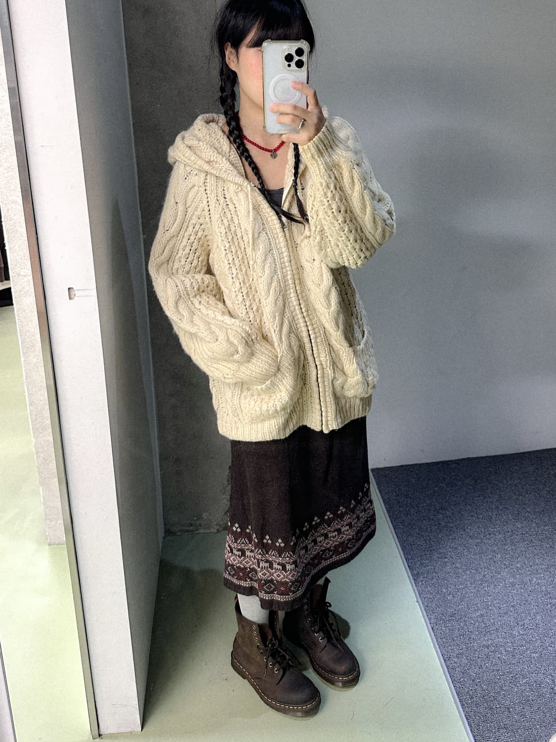 brown winter knit skirt 상품이미지4