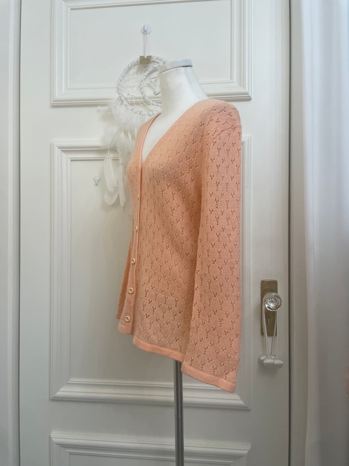 coral crochet basic v-neck cardigan 상품이미지2