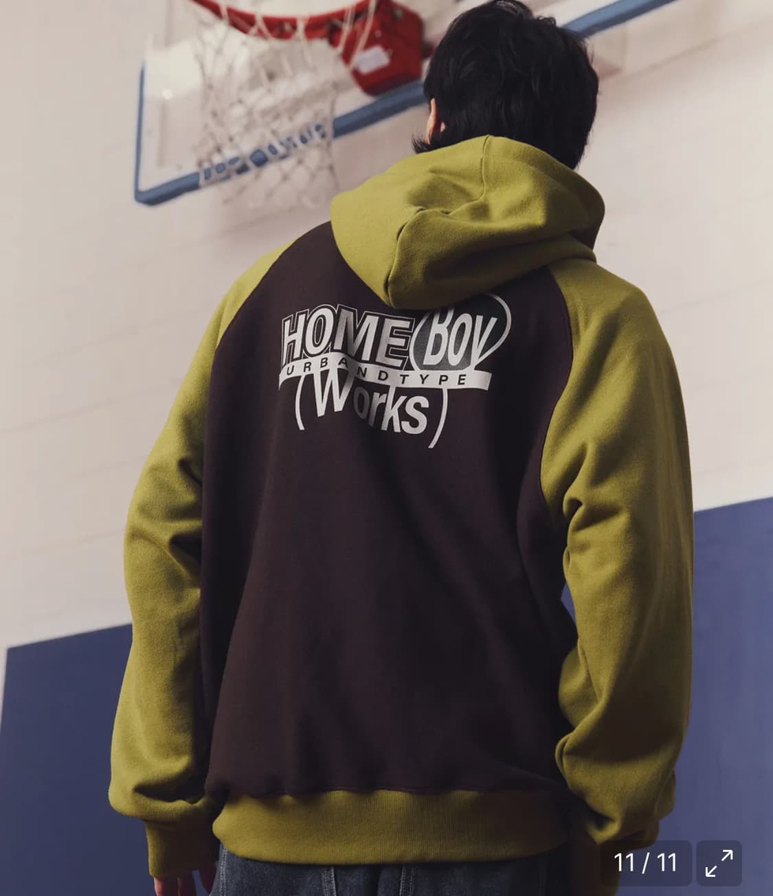 어반디타입 홈보이 로고 배색 후드집업 올리브 상품이미지2