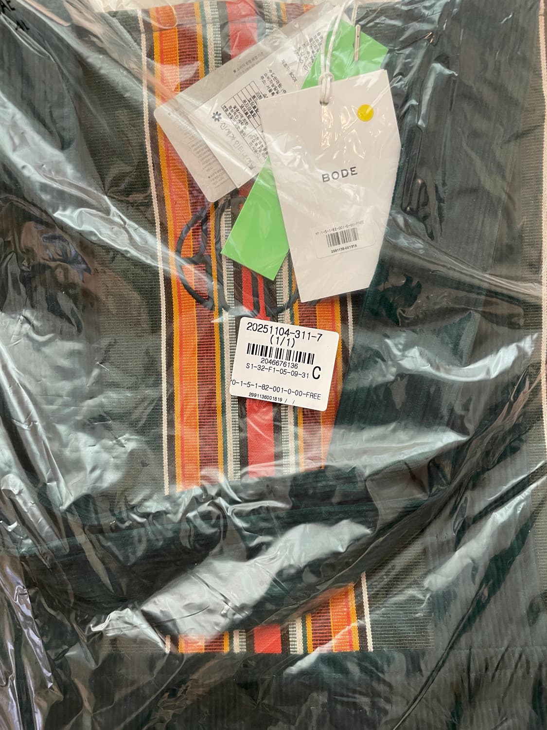 Bode parakeet stripe tote 보디 스트라이프 토트백 상품이미지5