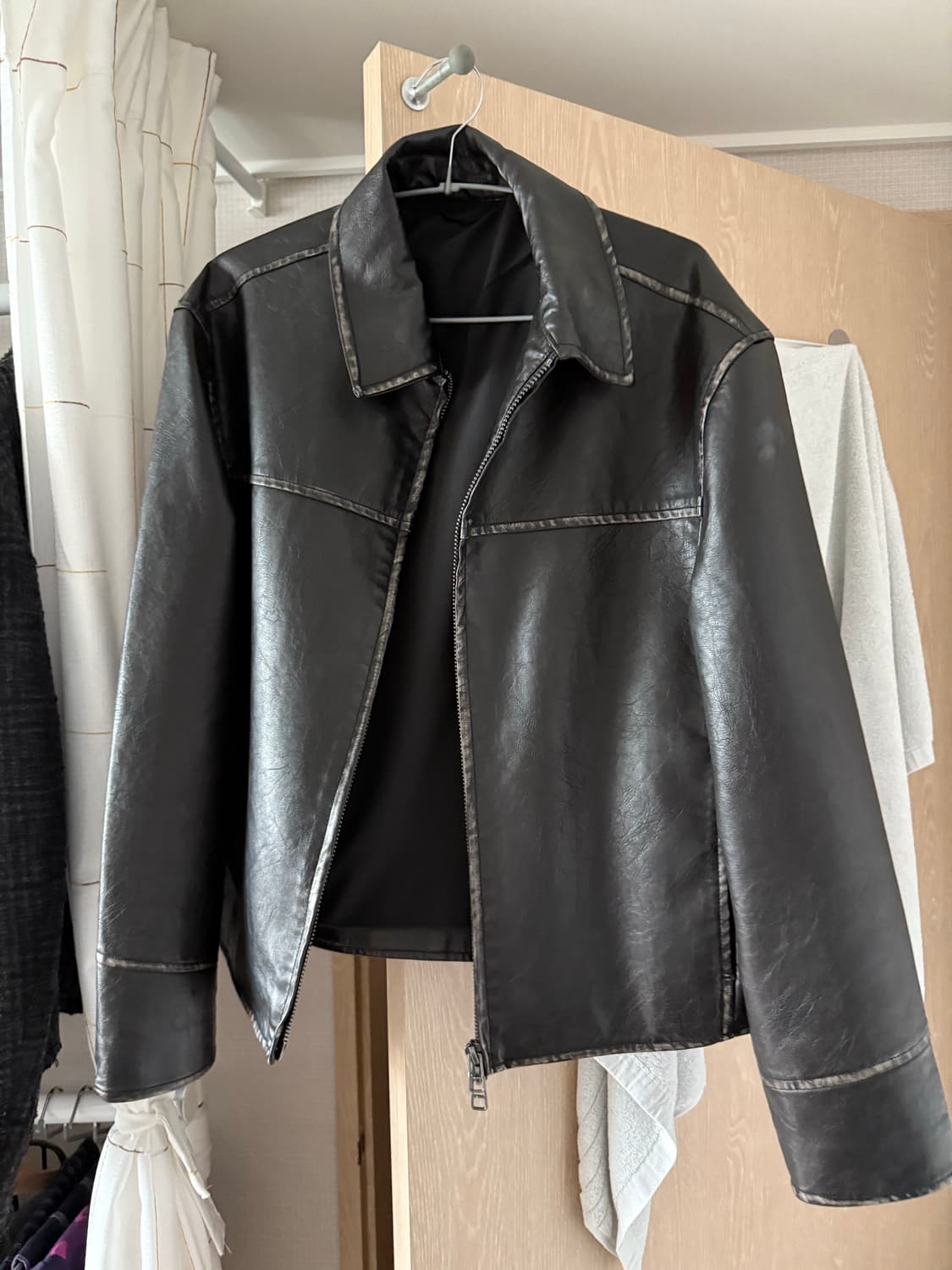 ZARA 자라 워싱 가죽자켓 (S) 상품이미지1