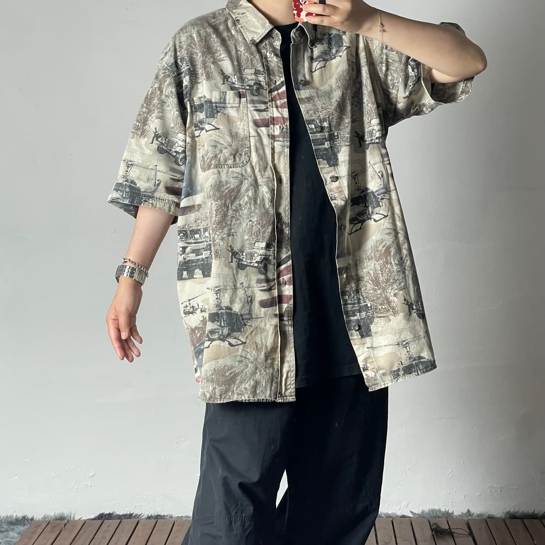 [XL]빈티지 성조기 USA아미 프린팅 반팔 셔츠 상품이미지2