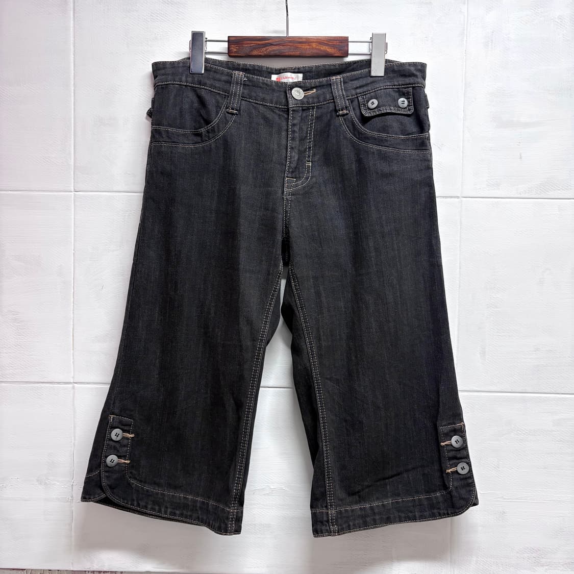 L&Beautiful 데님 버튼 모리걸 카프리 팬츠 JPN 상품이미지1