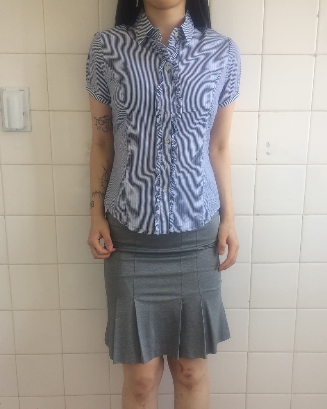 Frill stripe pattern shirt 상품이미지7