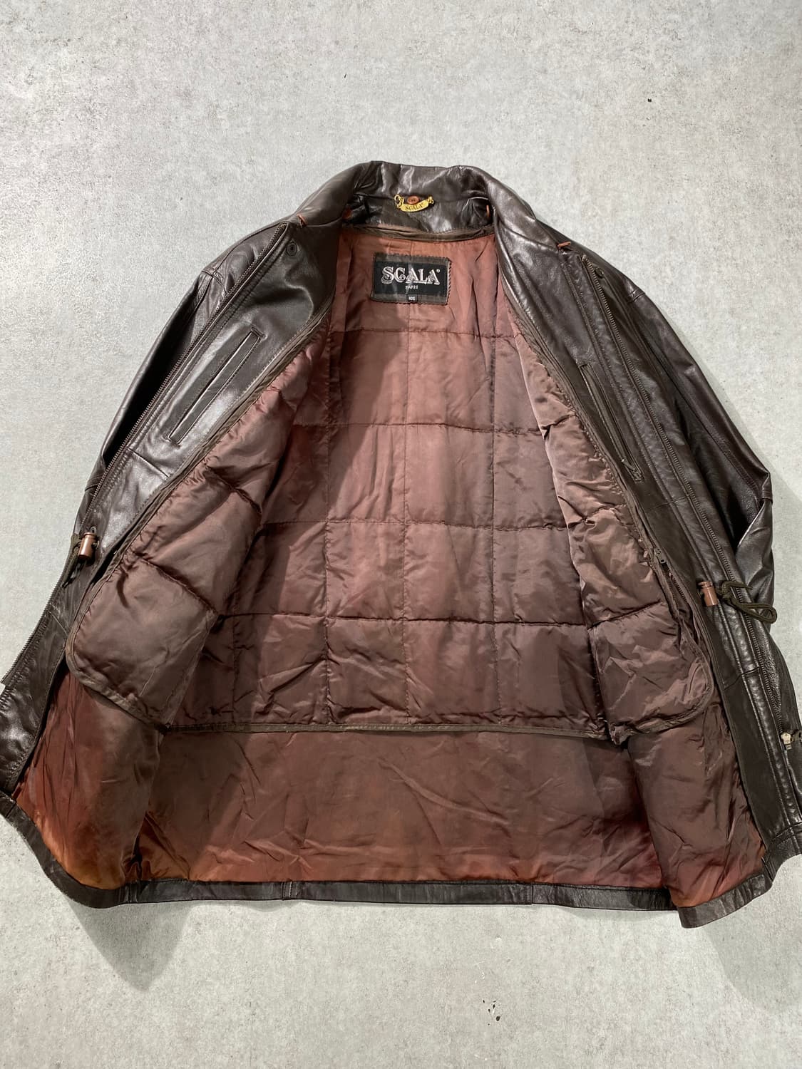 [105] 90s SCALA Paris 브라운 양가죽 레더 코트 상품이미지6