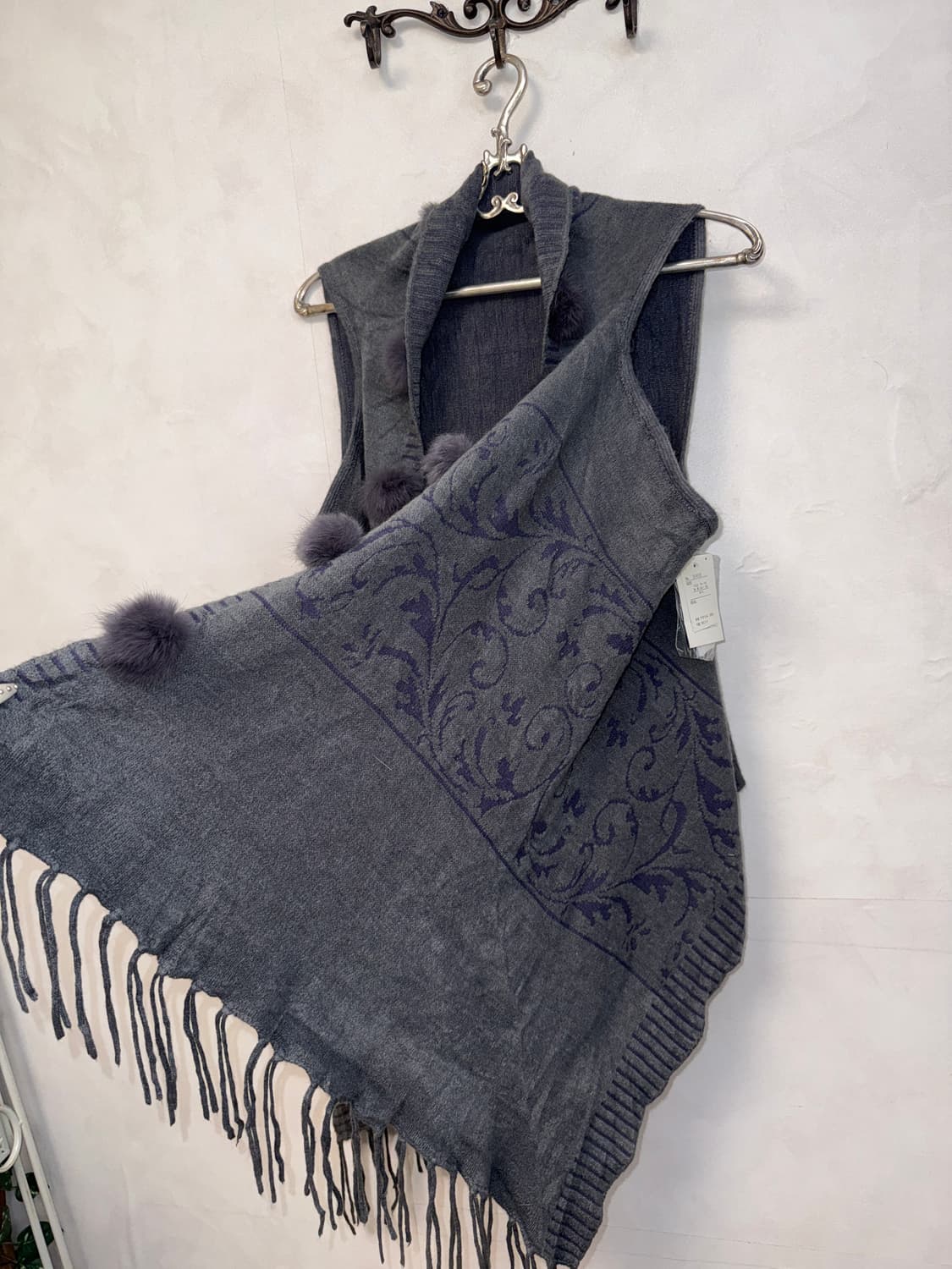 Ash navy oriental rabbit fur ball vest 상품이미지3