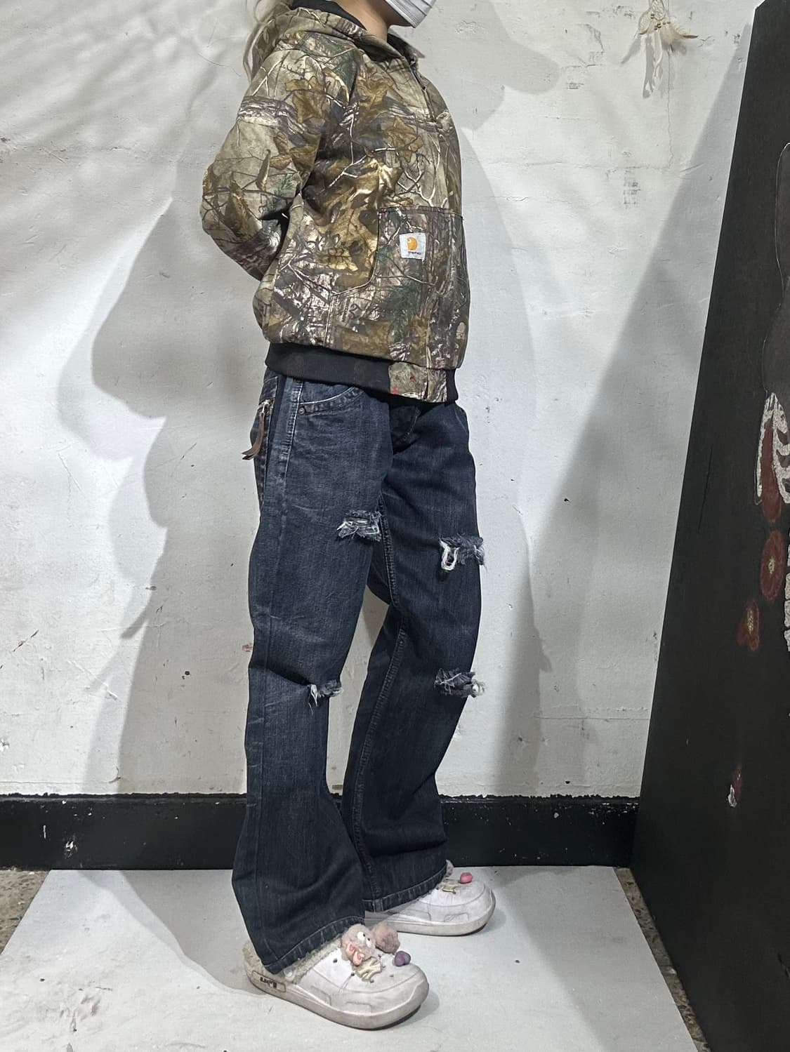 아르마니 진청 알마니 진스 데미지 워싱 와이드 데님 팬츠 청바지 32 상품이미지1