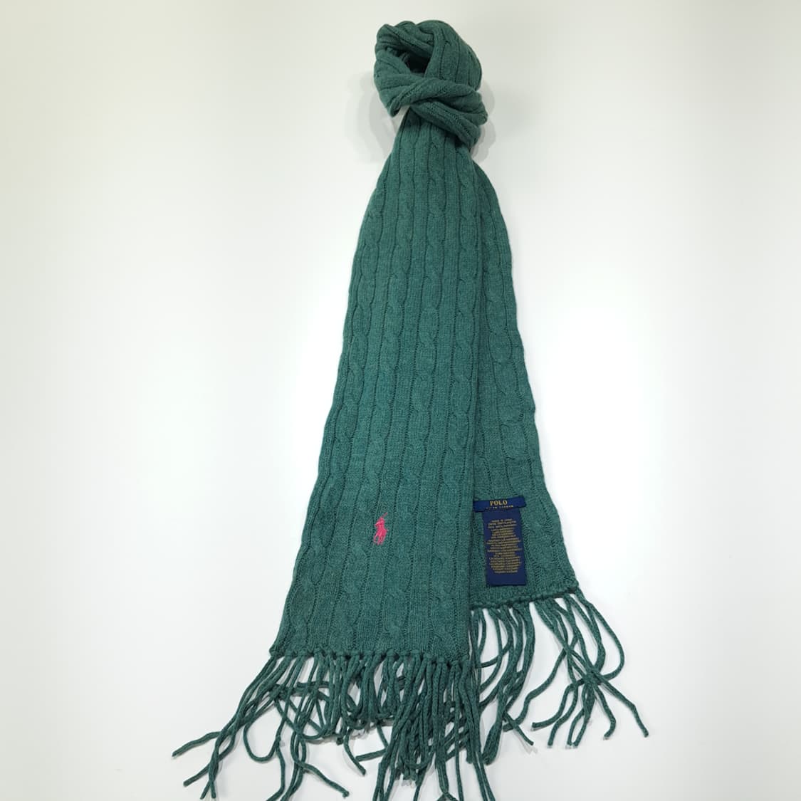 MX642 폴로 울캐시미어 핑크포니 그린 머플러목도리 상품이미지2