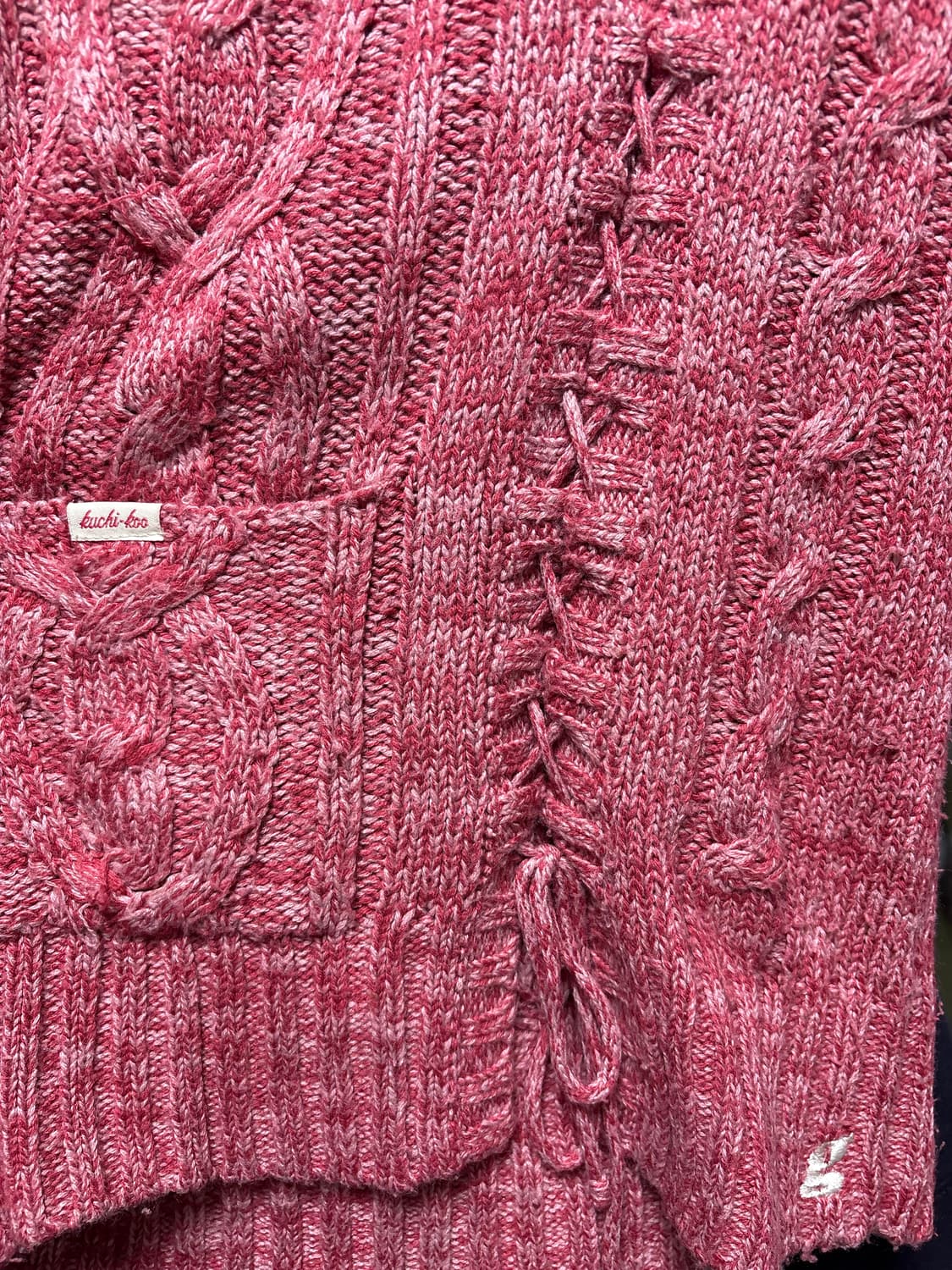 일본빈티지 핑크 꽈배기 니트 상품이미지2