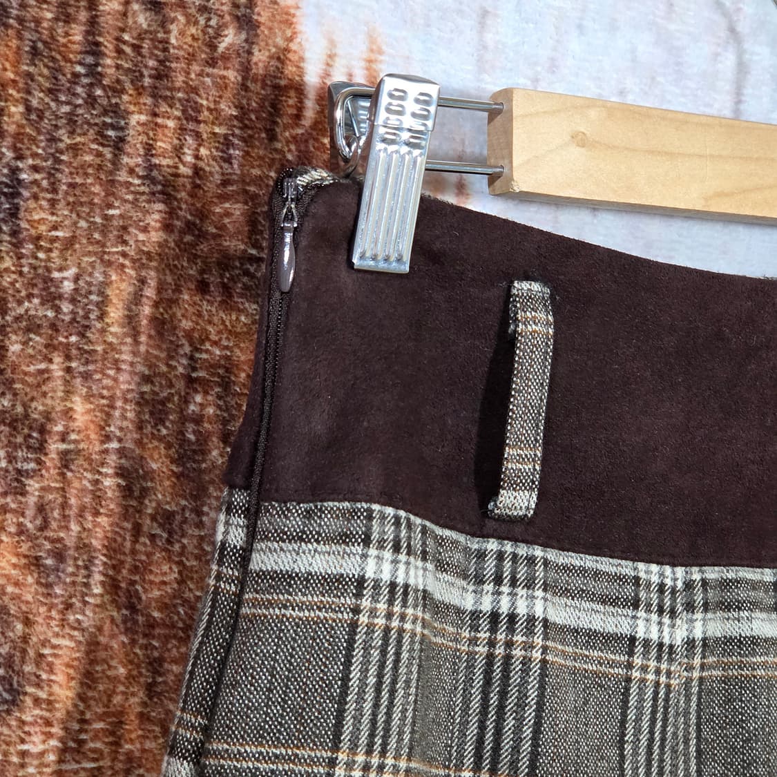 브라운 타탄체크 플리츠 미니 스커트 상품이미지2