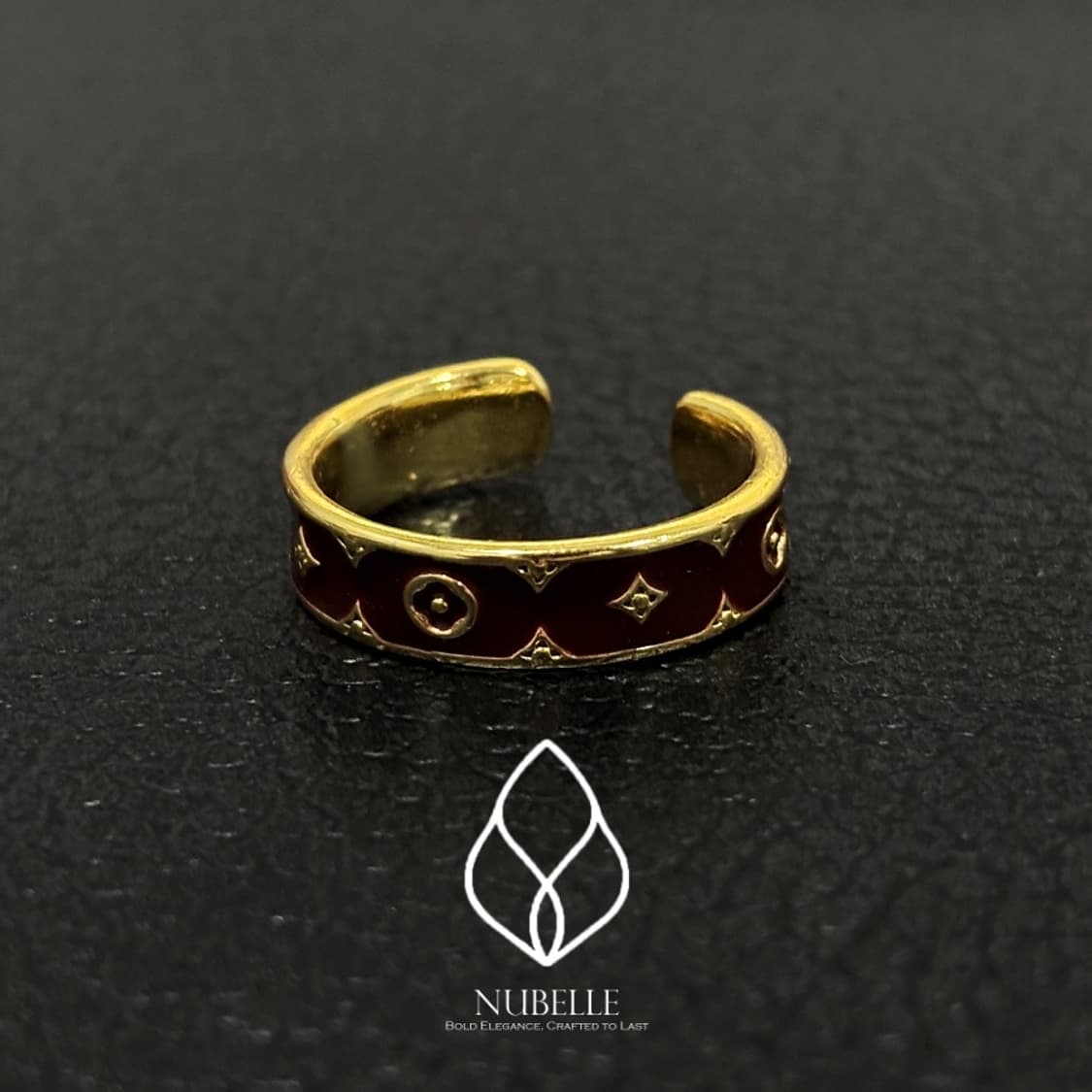 🌗 Monogram logo ring / 골드 버건디 모노그램 반지 상품이미지2