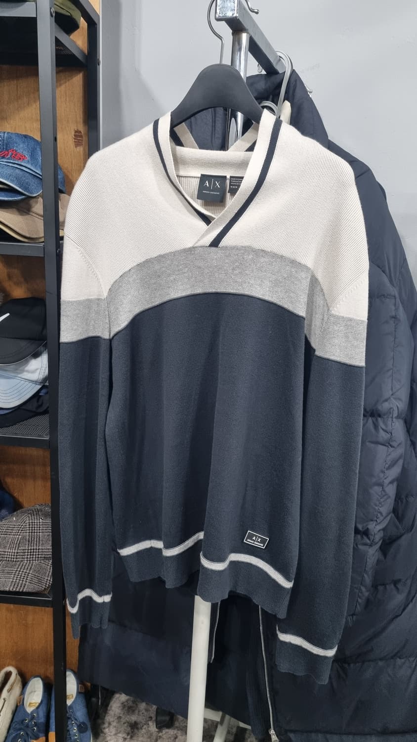 아르마니 V넥 95사이즈(가슴반품49) 면니트 상태깔끔 상품이미지1