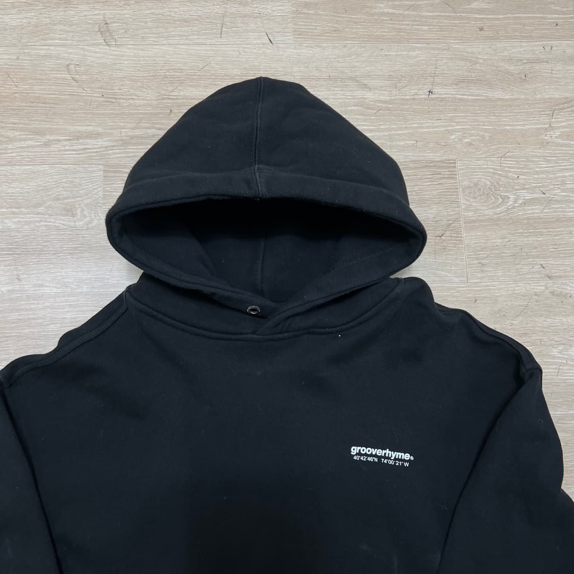 그루브라임 남여공용 레터링 백로고 기모 후드티 [블랙] L/100 상품이미지2