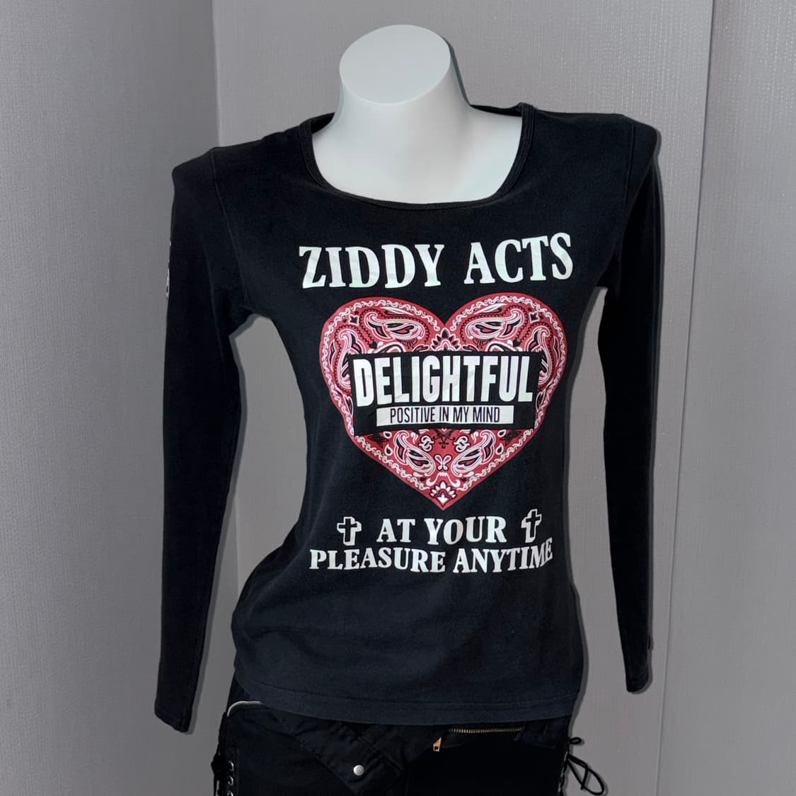 ZIDDY Heart printing 롱슬리브 블랙  상품이미지1