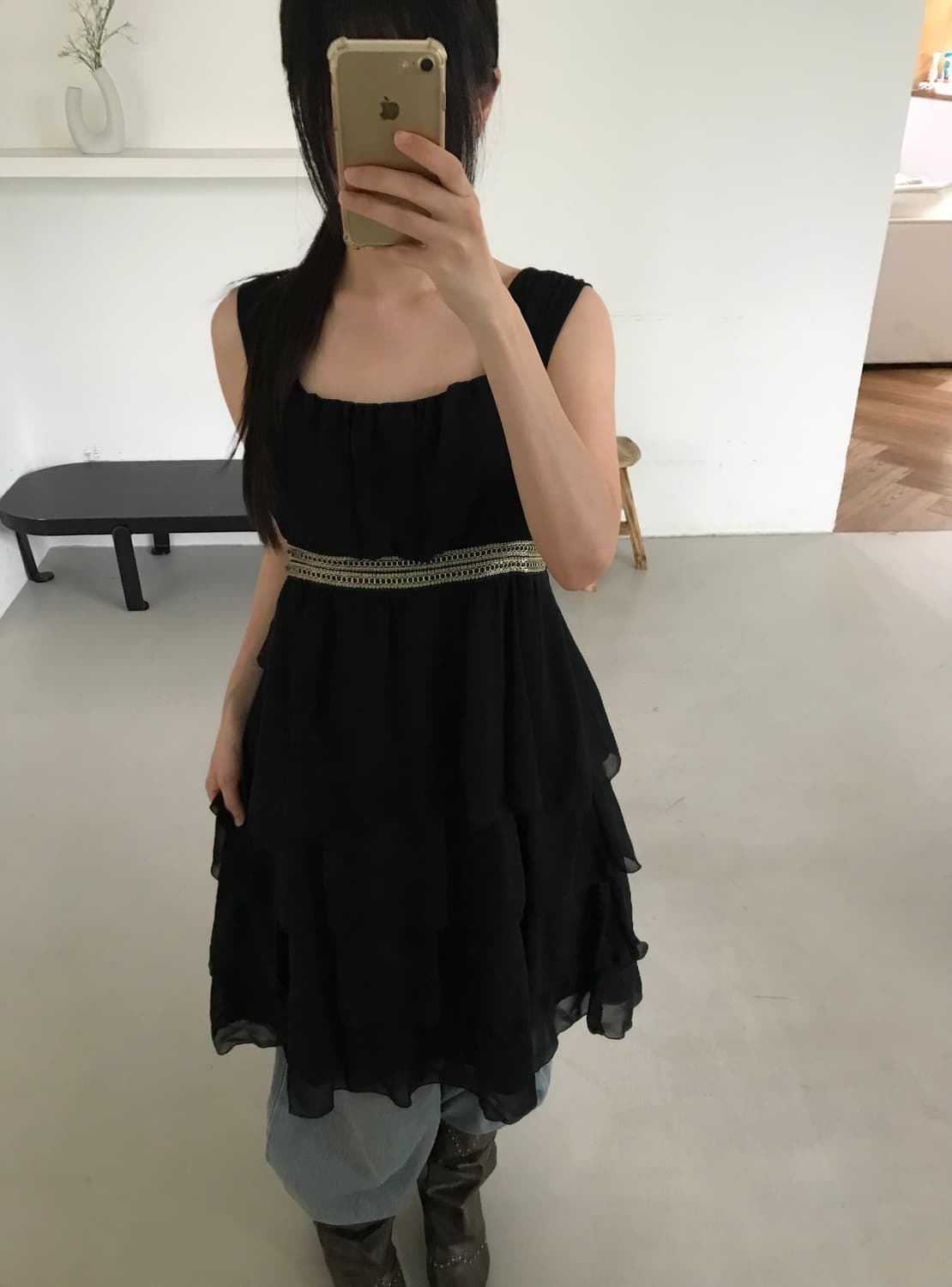 vintage black frill one-piece 상품이미지1