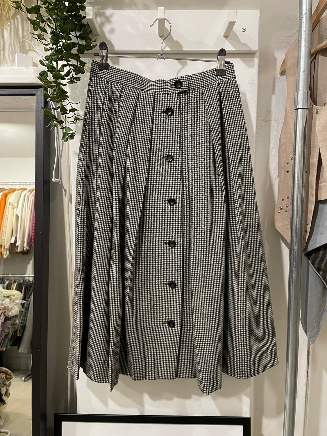 체크 버튼 플리츠 스커트 상품이미지7