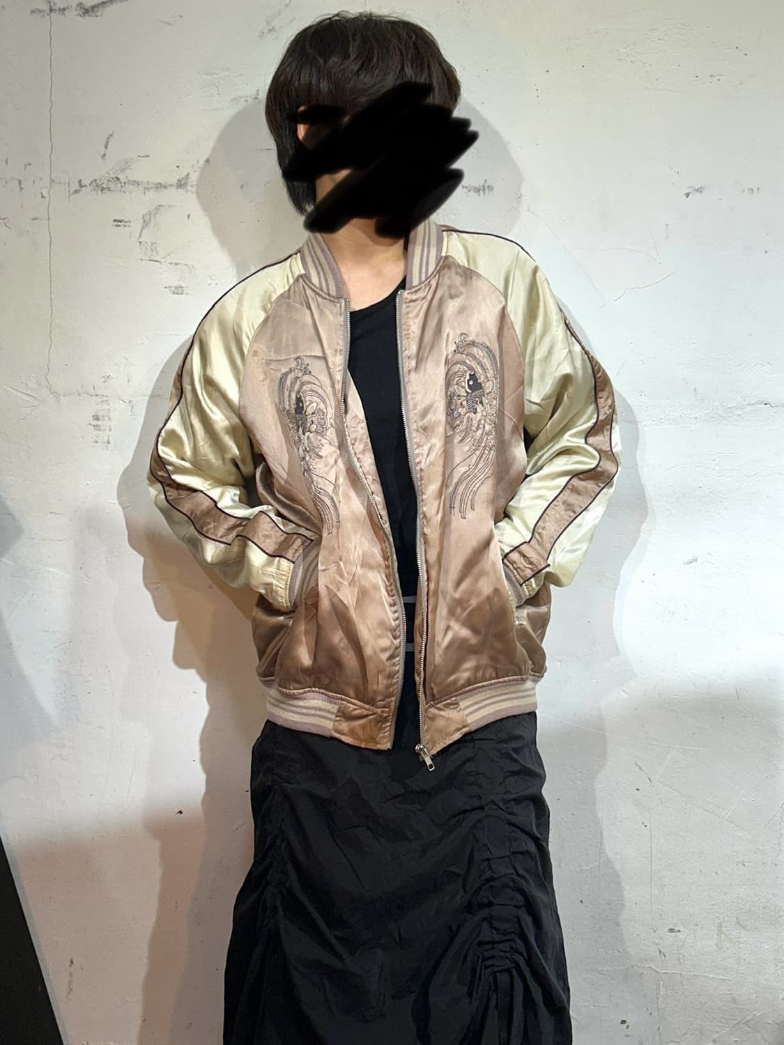 Jpn 카라쿠리 타마시 대장급 오리엔탈 자수 오버핏 스카잔  L 상품이미지5