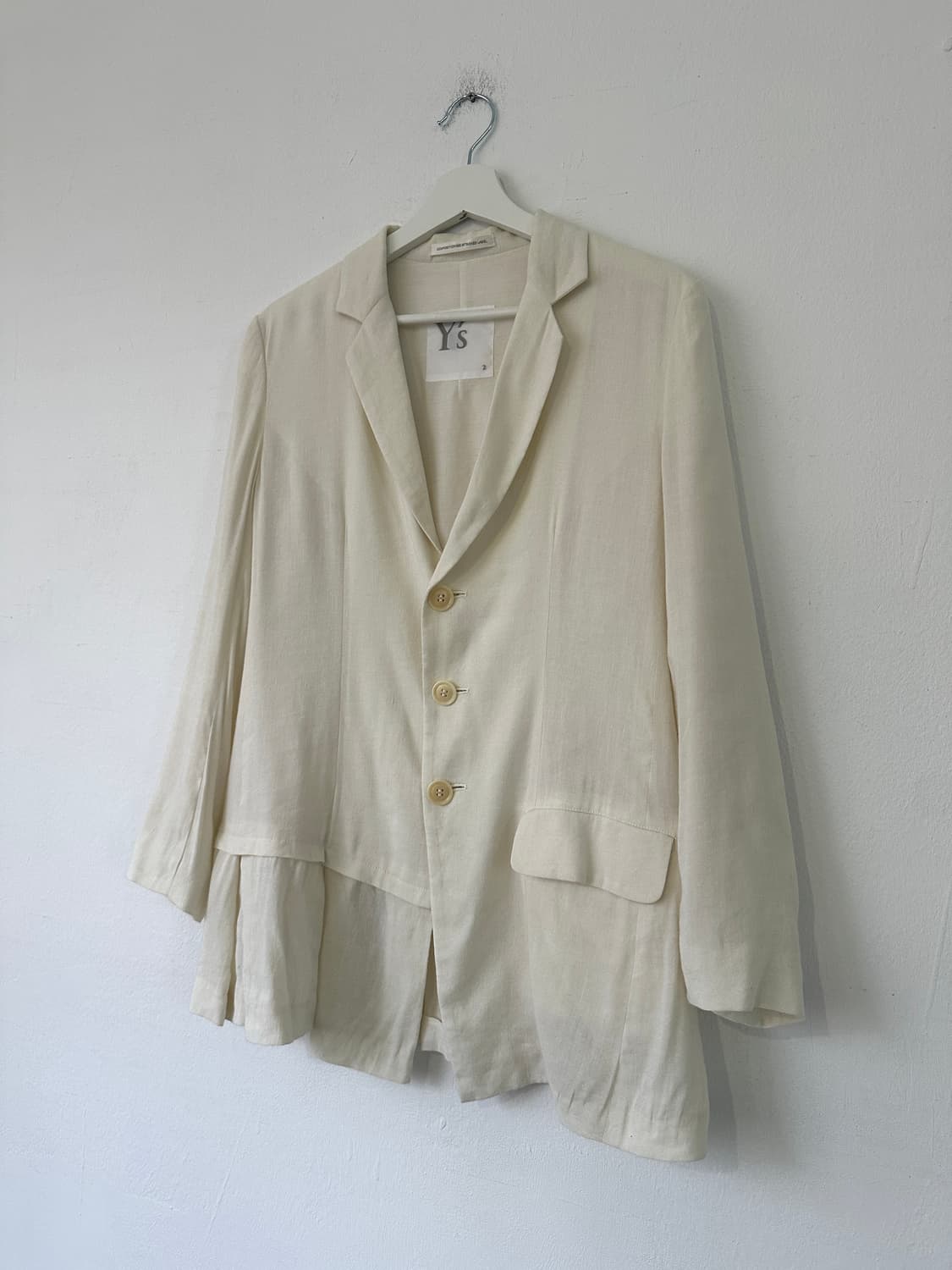 요지 야마모토 Y’s 비대칭 크림 블레이저 상품이미지2