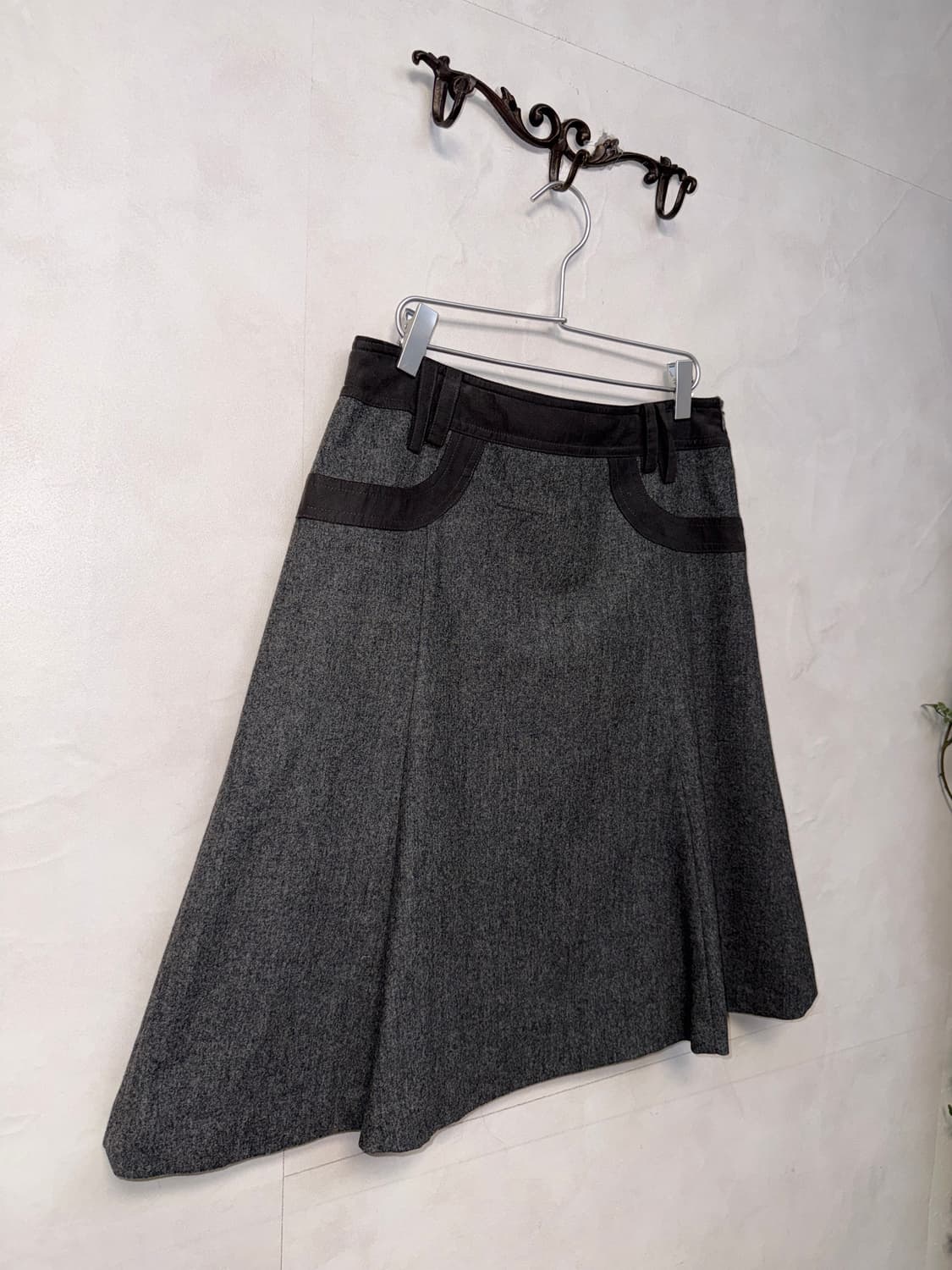 Charcoal wool pleats flare skirt 상품이미지2