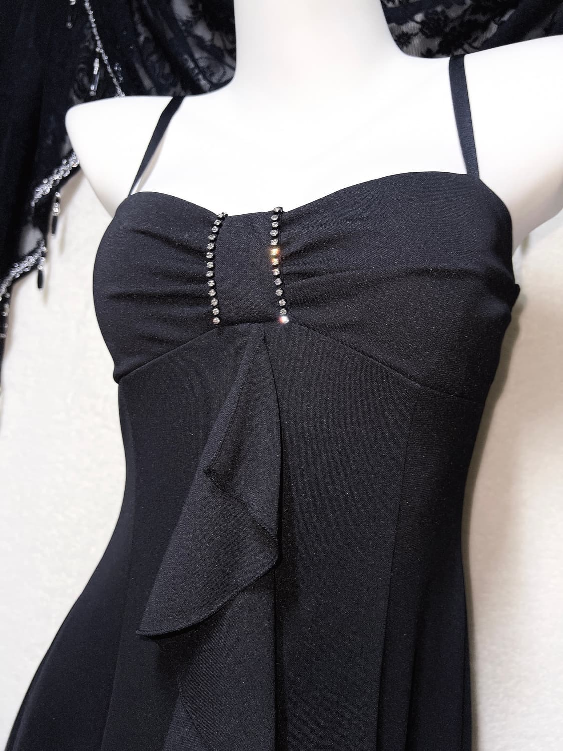 로맨틱고딕 고스펑크 갸루 큐빅 리본 프릴 러플 원피스 파티드레스 연말 상품이미지7