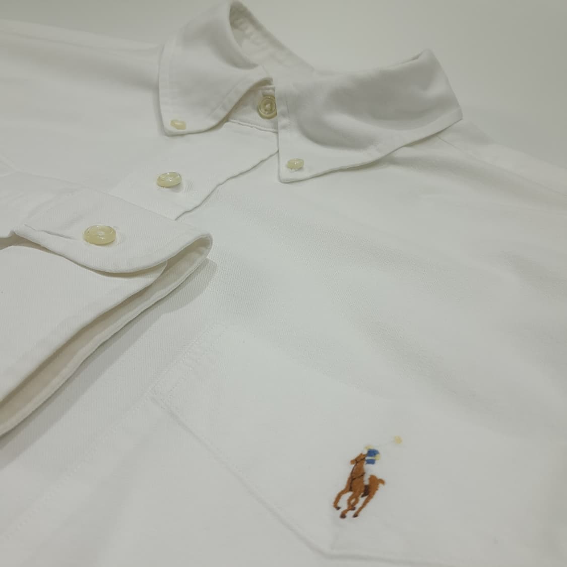 CL471 L 폴로 90s 코튼 멀티포니 화이트 셔츠 남방 상품이미지4