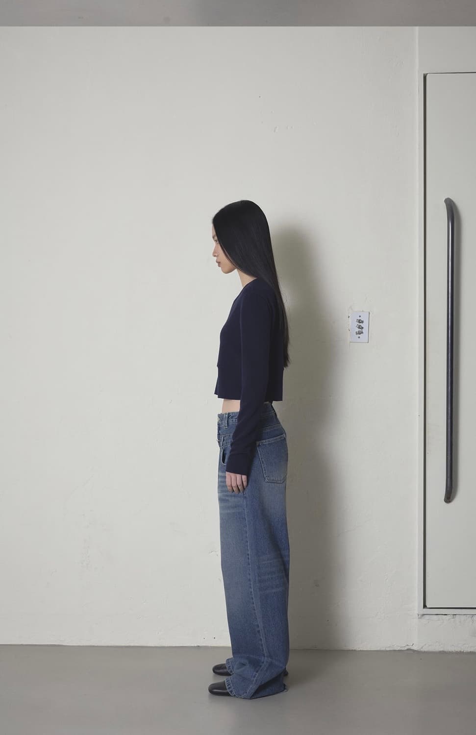 오데스 [ESSENCIAL] 더블 웨이스트 팬츠 블루 새상품 1사이즈  상품이미지4