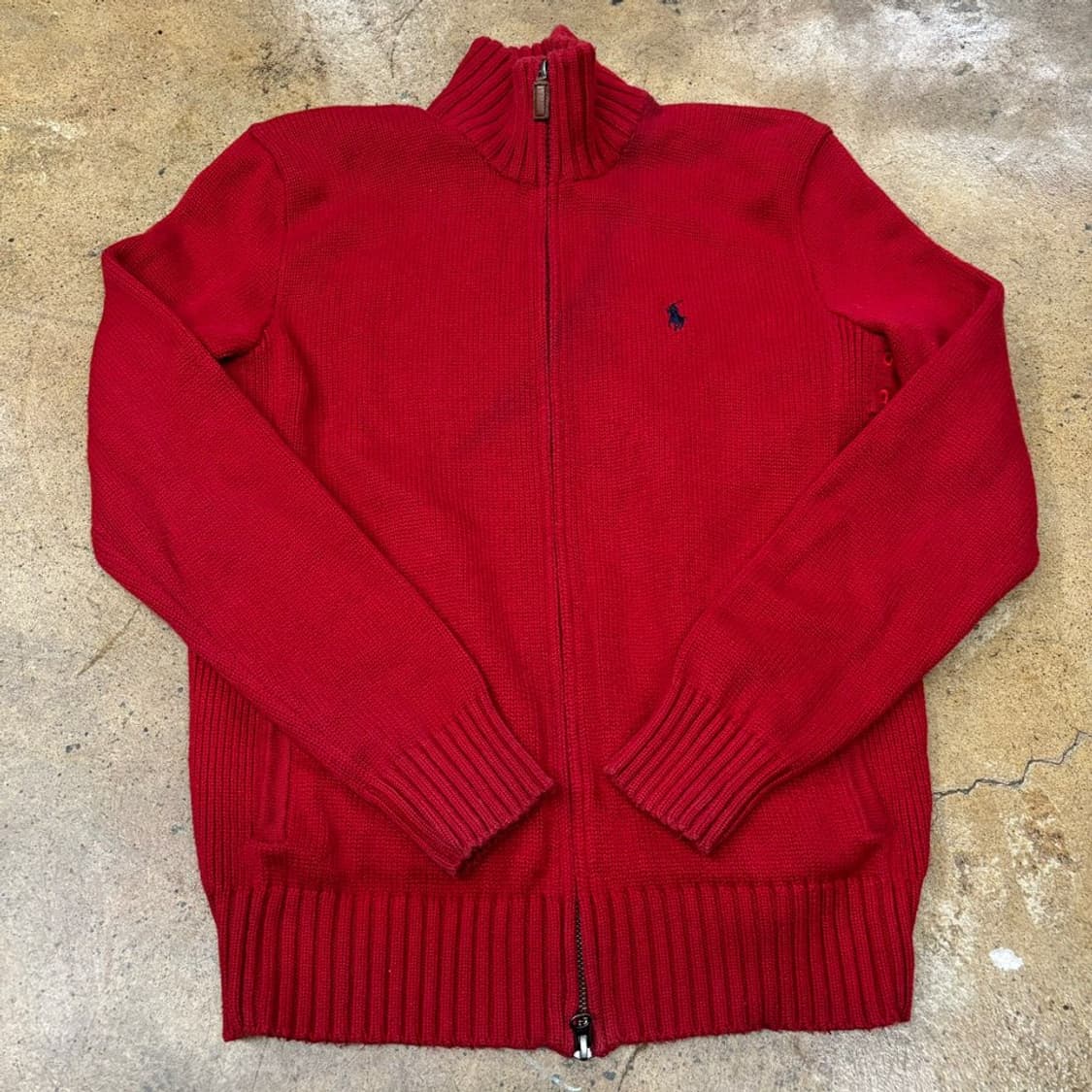 폴로 랄프로렌 레드 니트 집업 상품이미지2