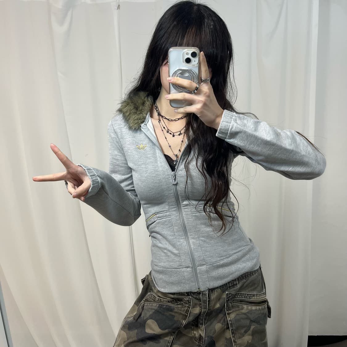 Adidas Firebird Grey Wolf-jaw Hood Zipup 상품이미지2