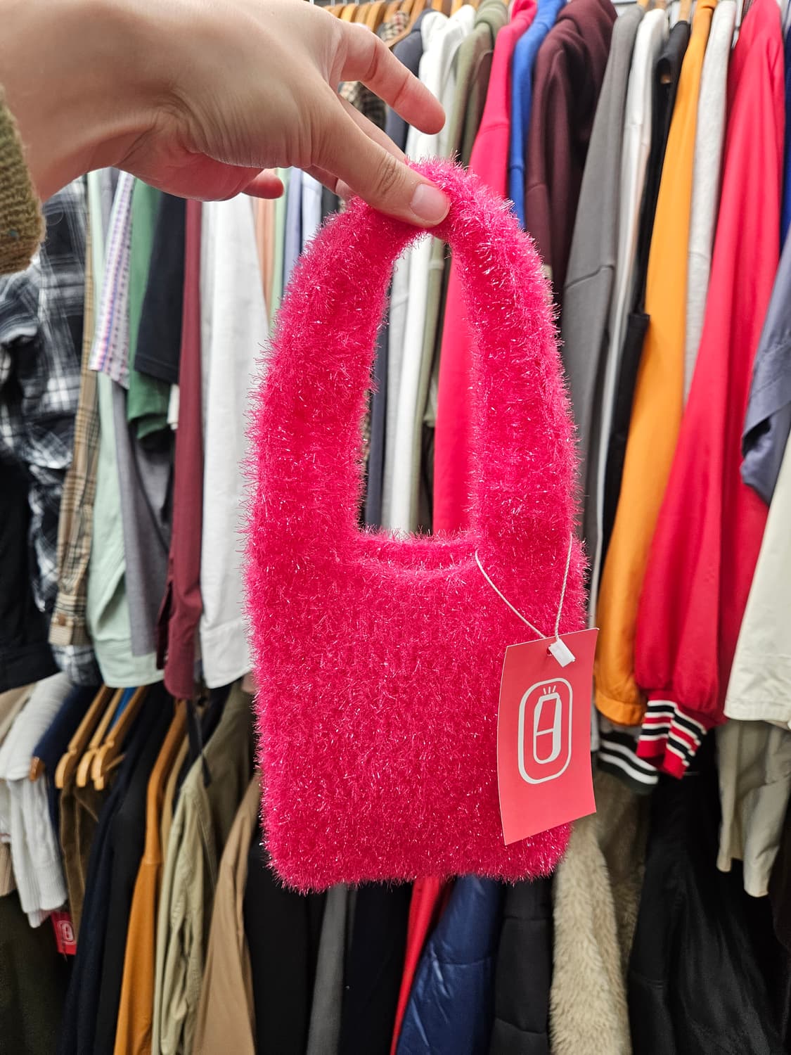 핫핑크 뜨개가방 상품이미지1