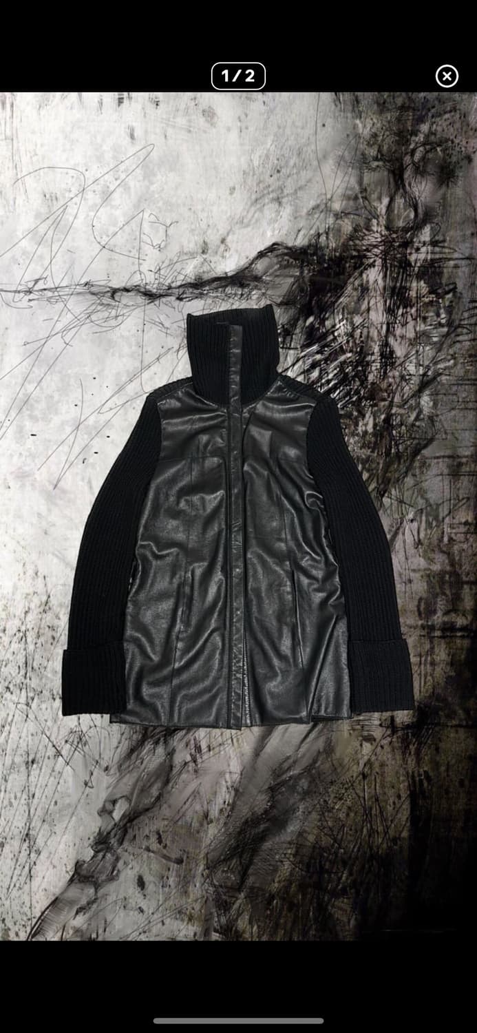 High neck lambskin knit jacket 상품이미지1