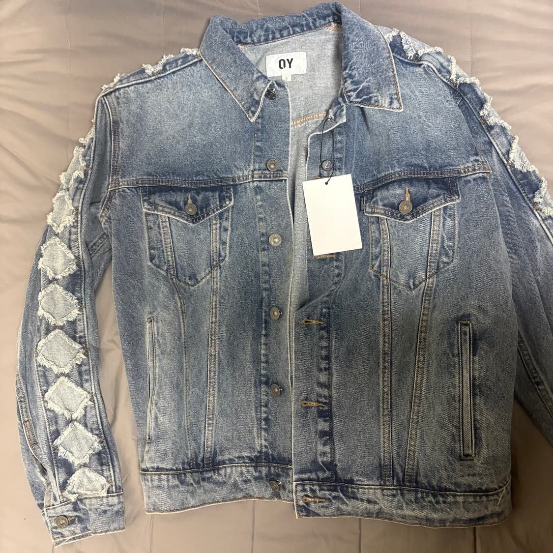 오와이 다이아몬드 커팅 워시드 데님자켓 (블루) 상품이미지2