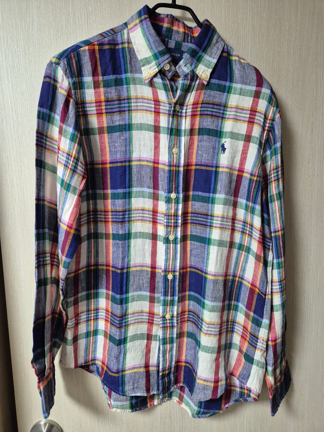 폴로 랄프로렌  린넨 체크 긴팔 셔츠 린넨남방 S (95) 상품이미지1