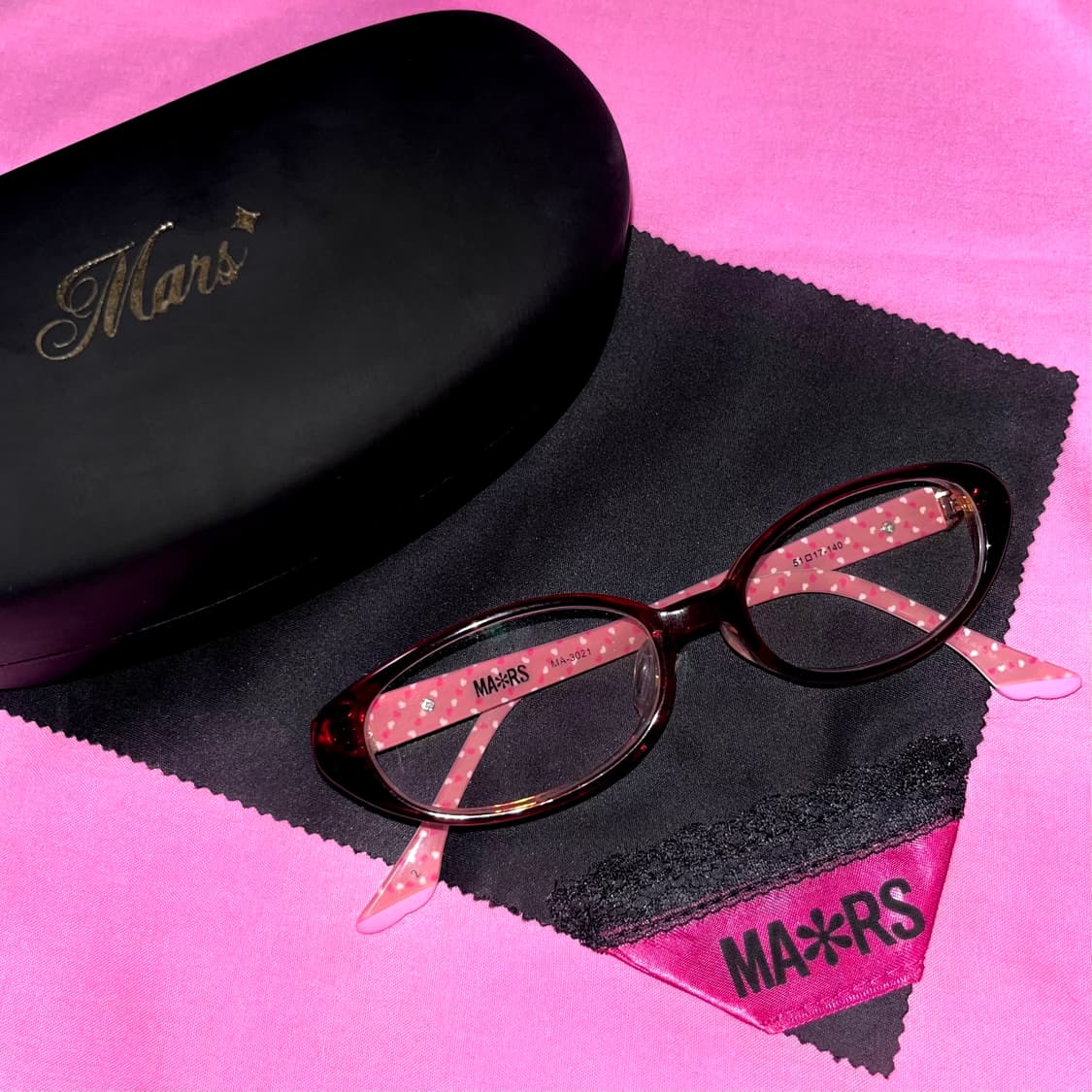 MA*RS 마즈 오네갸루 핑크 하트 도트 안경 y2k 긱시크 MARS 상품이미지3