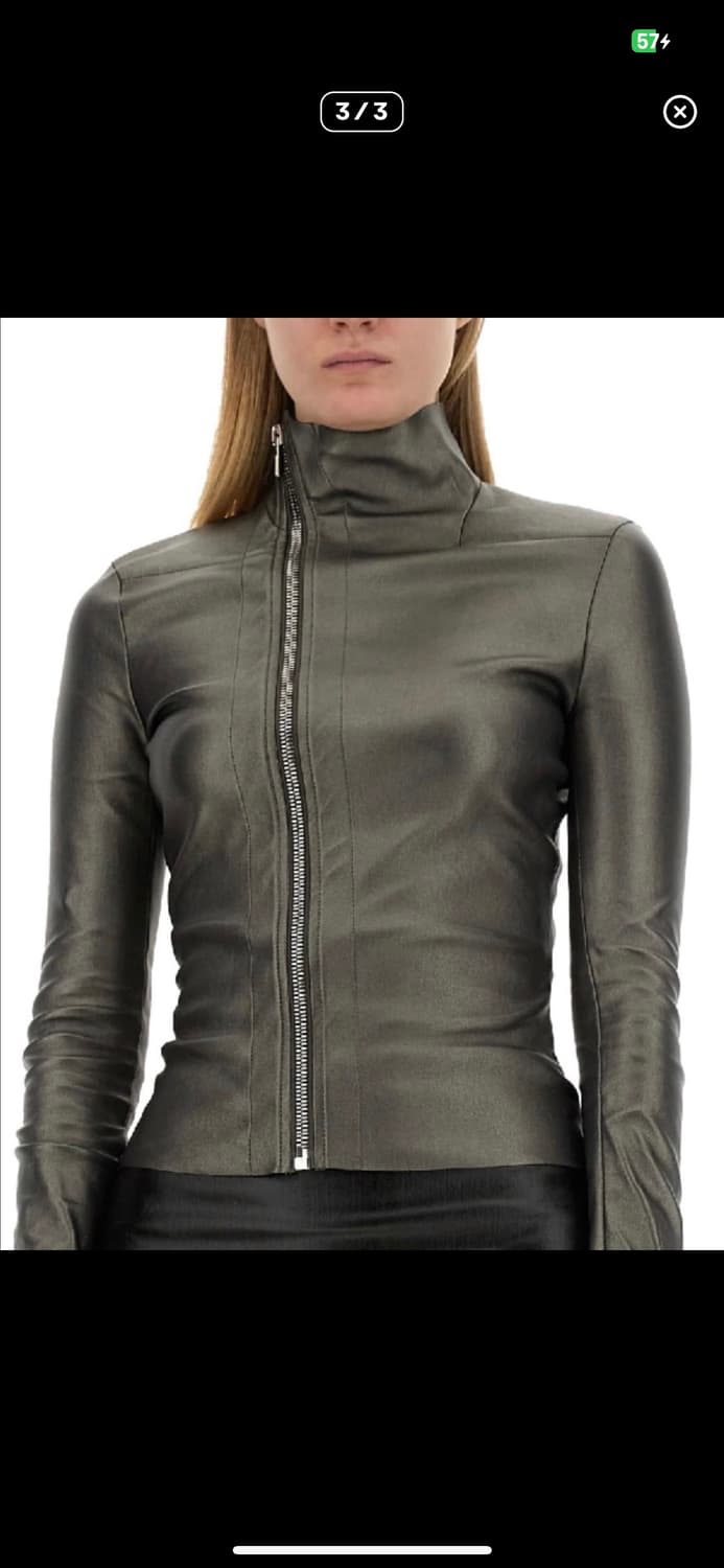 릭오웬스 게리 메탈릭 레더 바이커 자켓 상품이미지3