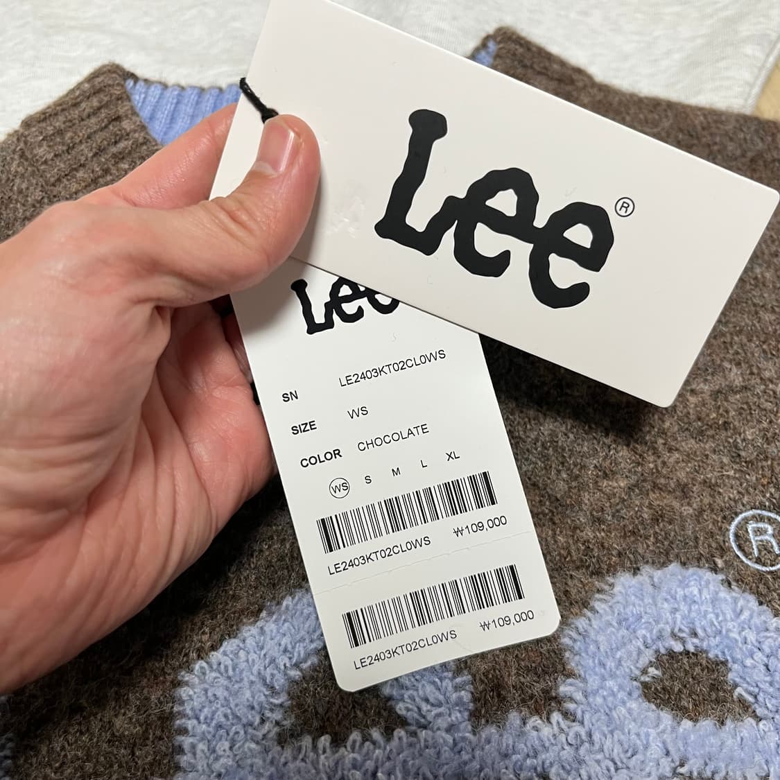 (S) 새상품 리 LEE 부클 빅 트위치 로고 니트 & 우먼 크롭 후드티 상품이미지5