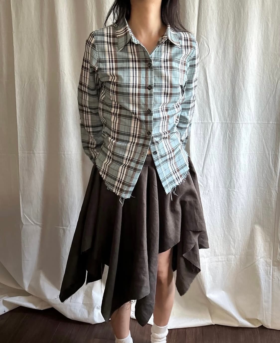 동은 dongeun mint check shirt 상품이미지2