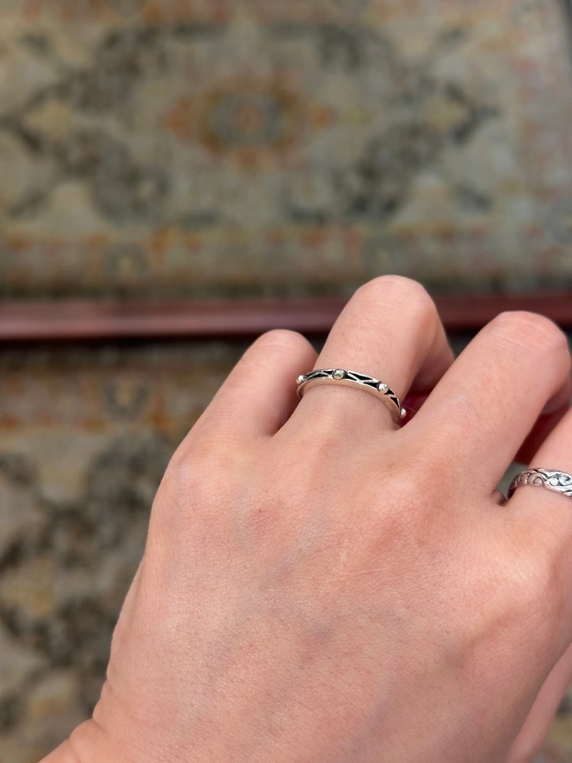 Antique Dot Thin Band 925 Silver Ring 상품이미지5
