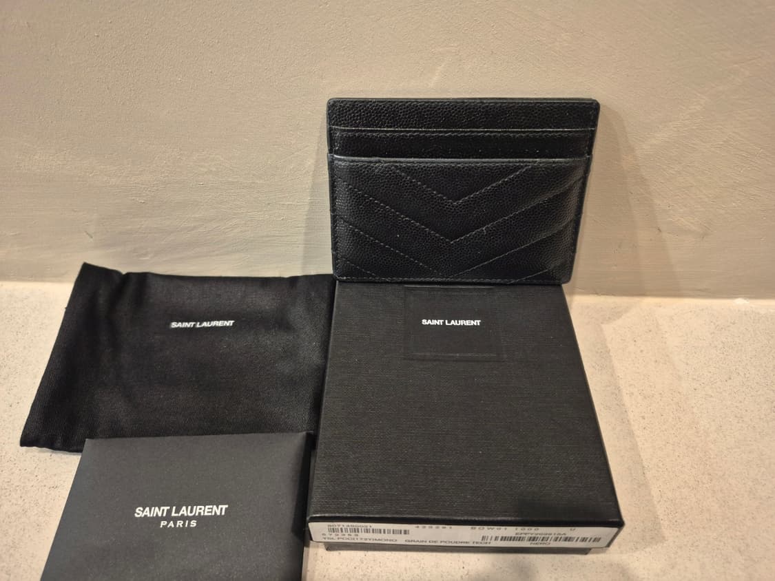 생로랑 정품 블랙 캐비어 스킨 마틀라세 금장 카드지갑 팝니다 풀박스 상품이미지3